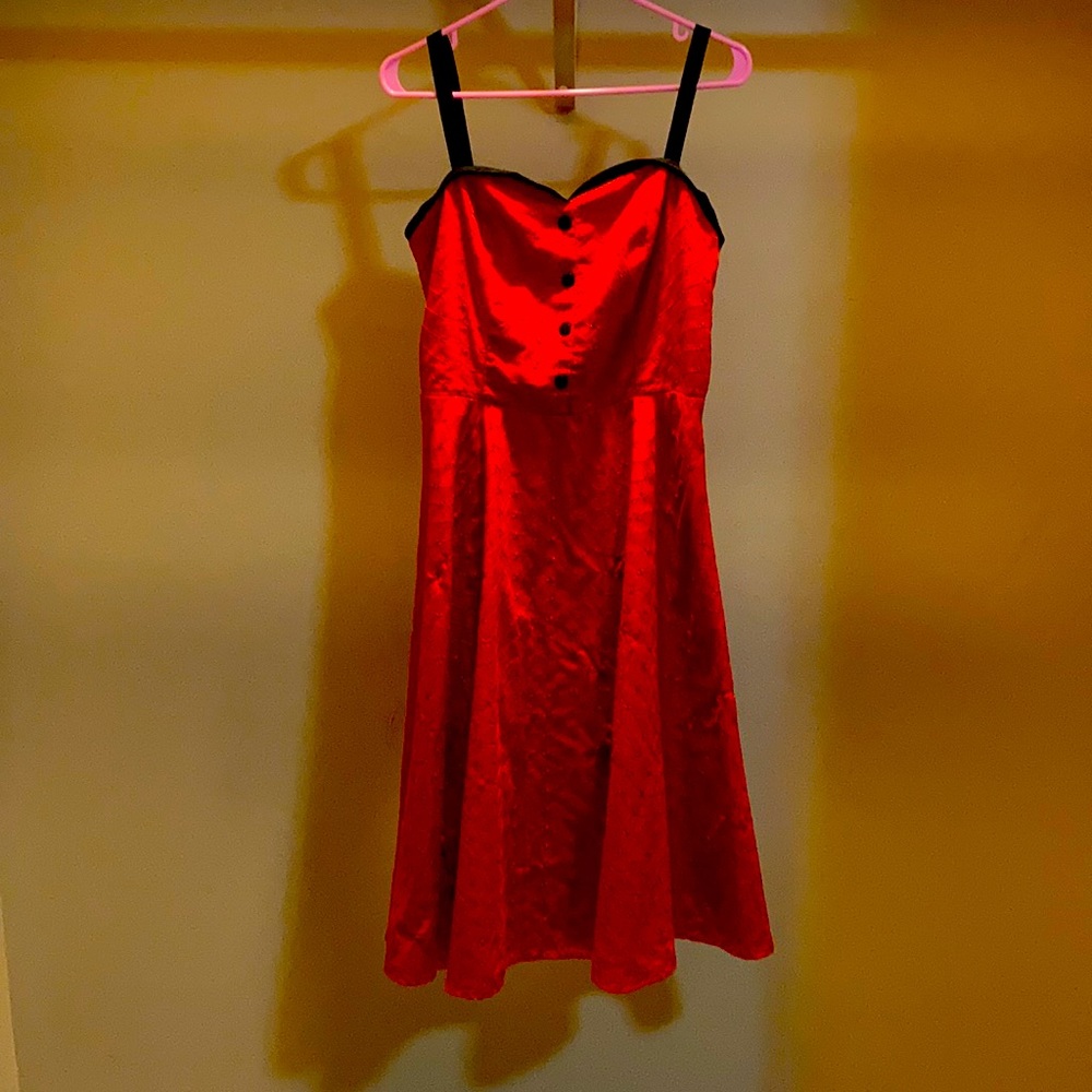Stop Staring Red and black 50s a-line dress
